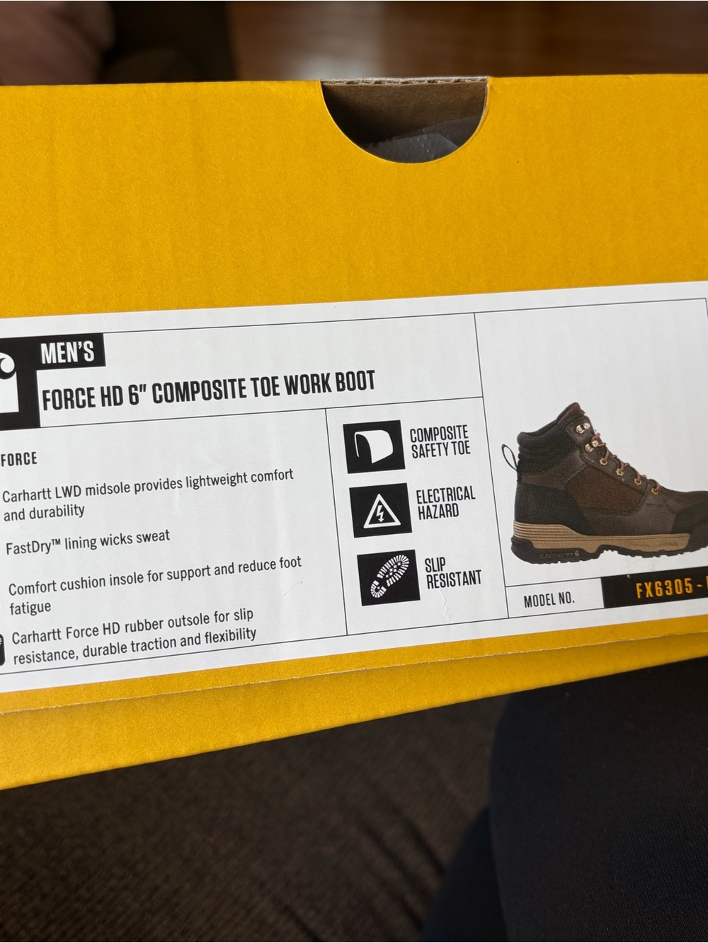 Carhartt Men's Force HD 6" Composite Toe Work Boot - Brown with Black Accents